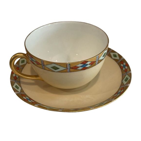 Other Vintage Tea Set Cream And Multicolor Pattern Gold Rimmed Tea Cup And Tea Saucer Poshmark